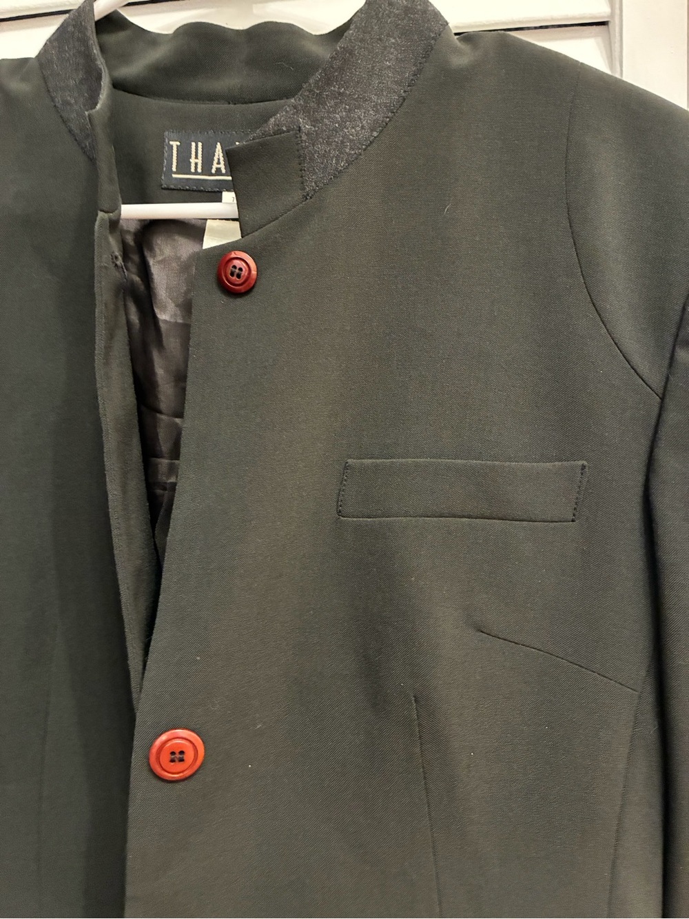 Vintage Thalian Dark Olive Green Women's Blazer - Picture 2 of 11